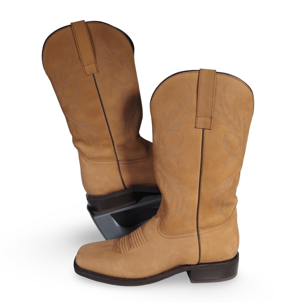 Masterson Boot Co Men's 9D Tan Nubuck Leather Western Cowboy Boots Square Toe